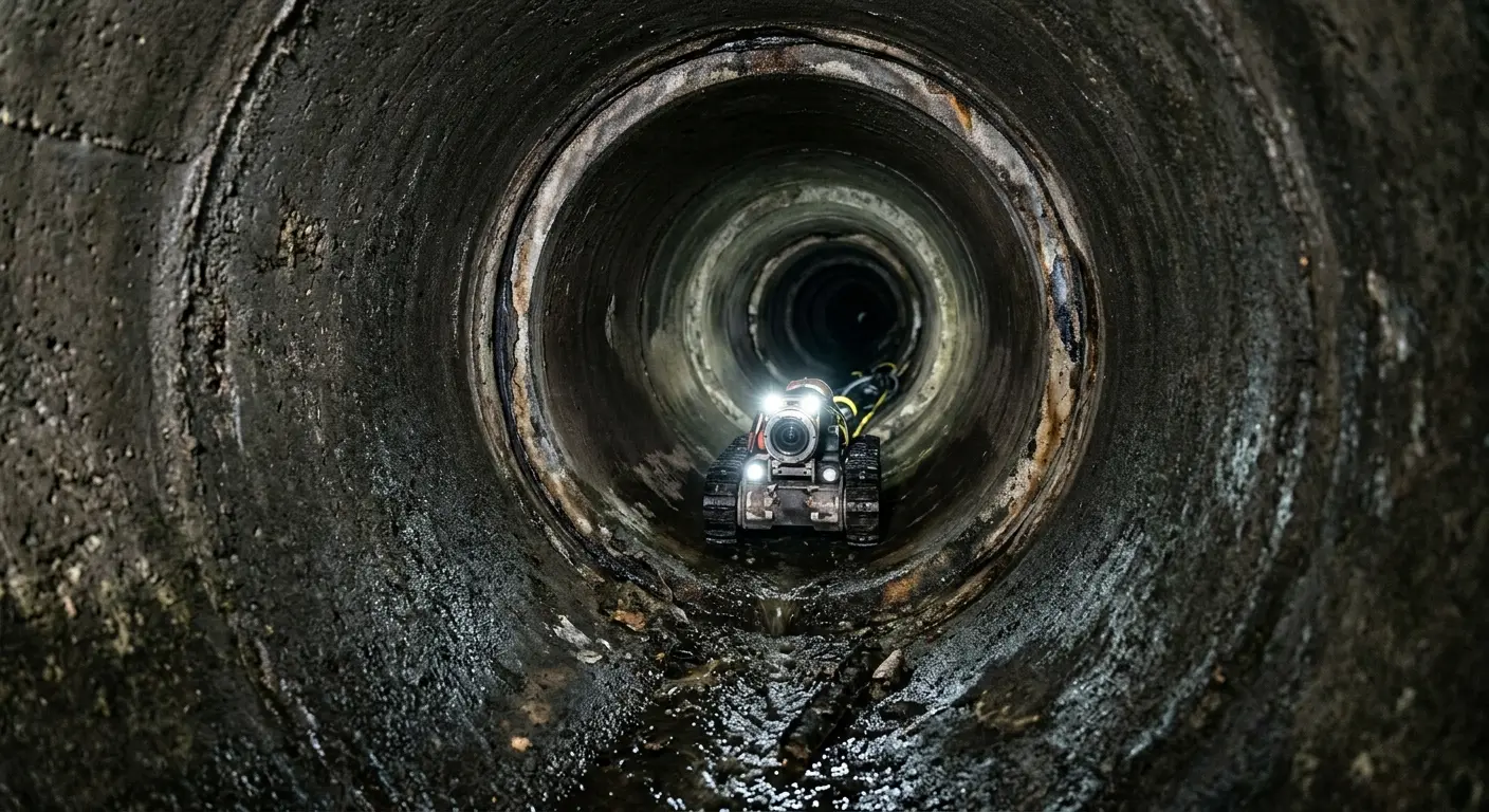 Robotic sewer camera inspecting pipe interior for Sewer Line Cleaning in Homeland Park